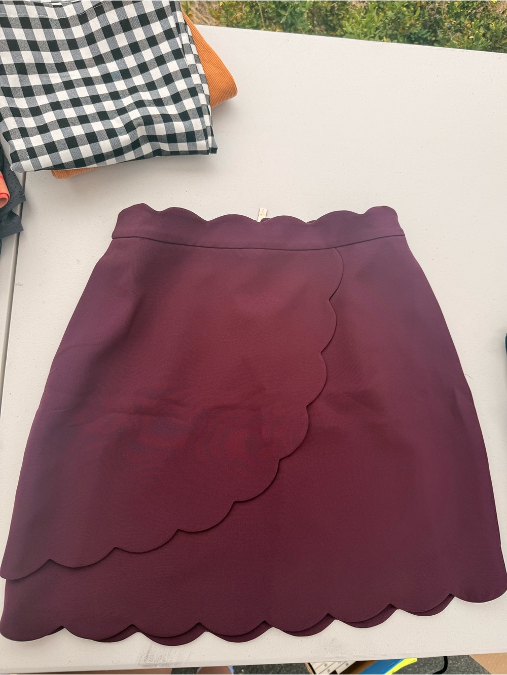 Ted Baker Burgundy Scalloped Wrap Mini Skirt